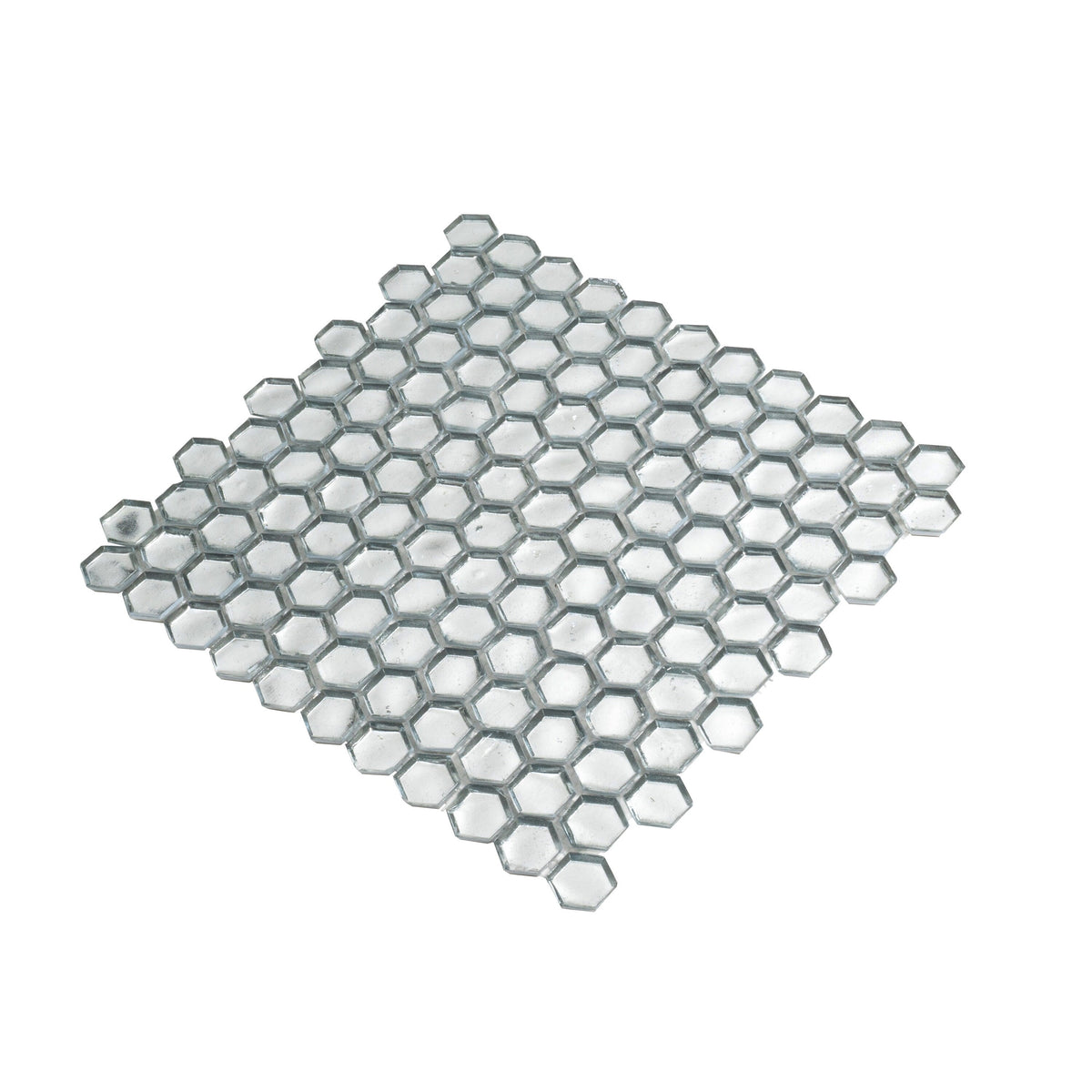 Apollo Tile (Sample) Majeste Glossy Silver 4-in x 4-in Matte Glass Honeycomb Mosaic Floor and Wall Tile