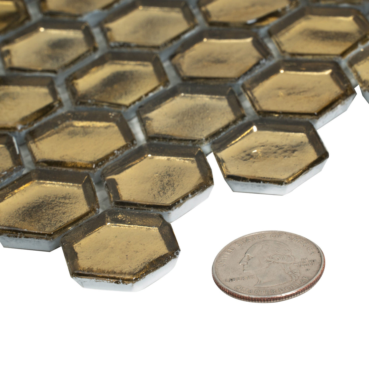 Apollo Tile (Sample) Majeste Gold 4-in x 4-in Matte Glass Patterned Floor and Wall Tile