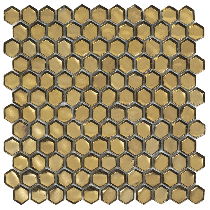 Apollo Tile (Sample) Majeste Gold 4-in x 4-in Matte Glass Patterned Floor and Wall Tile