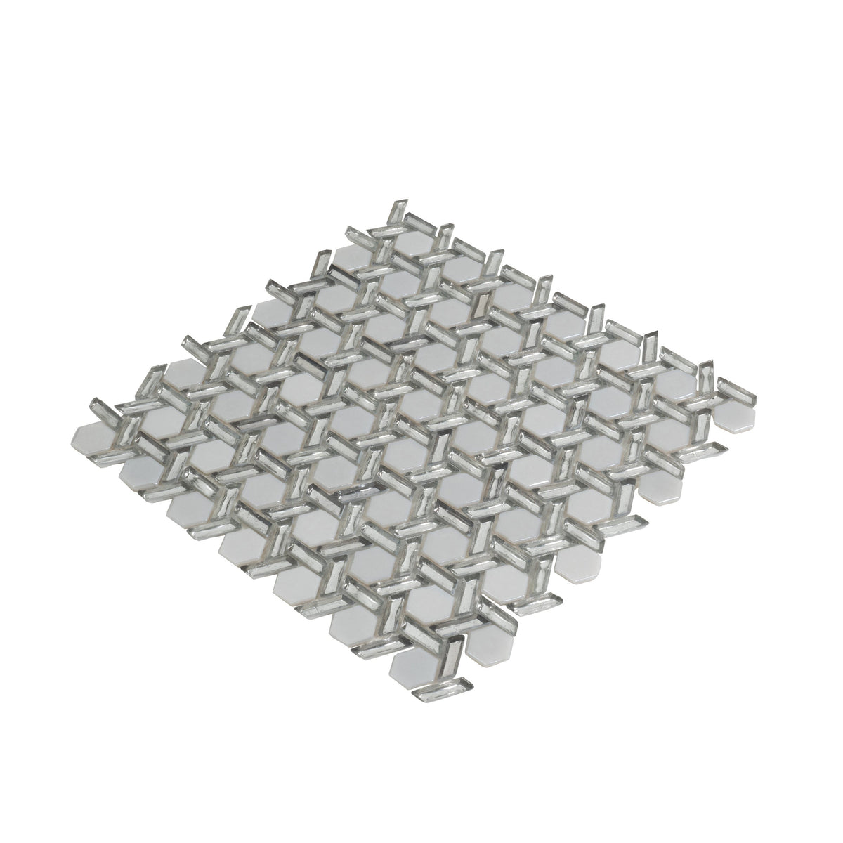 Apollo Tile (Sample) Majeste Silver 4-in x 4-in Glossy Glass Honeycomb Patterned Wall Tile