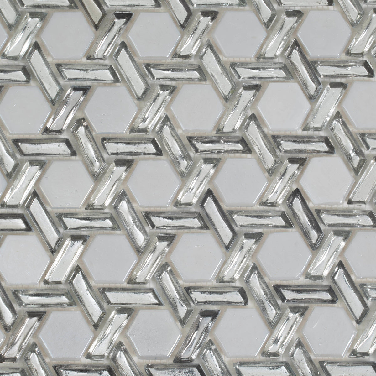 Apollo Tile (Sample) Majeste Silver 4-in x 4-in Glossy Glass Honeycomb Patterned Wall Tile