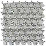 Apollo Tile Majeste Silver 12-in x 12-in Glossy Glass Hexagon Patterned Wall Tile (9.67-sq. ft/ Carton)
