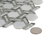Apollo Tile (Sample) Majeste Silver 4-in x 4-in Glossy Glass Honeycomb Patterned Wall Tile