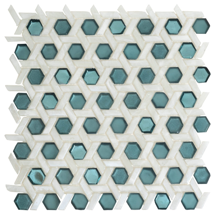 Apollo Tile (Sample) Majeste Bottle Green 4-in x 4-in Matte Glass Honeycomb Wall Tile