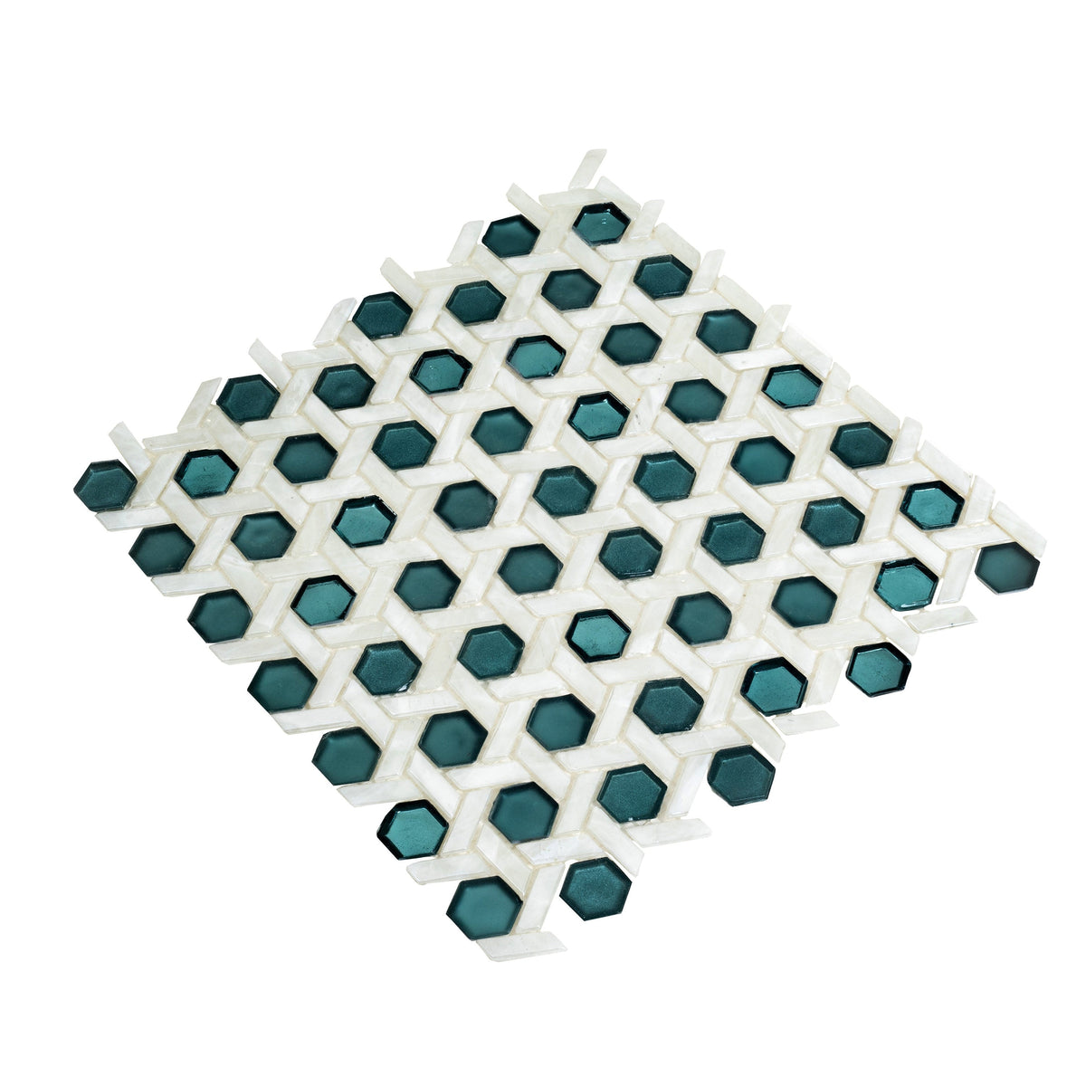 Apollo Tile (Sample) Majeste Bottle Green 4-in x 4-in Matte Glass Honeycomb Wall Tile