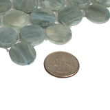 Apollo Tile (Sample) Grey, Blue 4-in x 4-in Glossy Glass Penny Round Stone Look Floor and Wall Tile