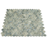 Apollo Tile (Sample) Grey, Blue 4-in x 4-in Glossy Glass Penny Round Stone Look Floor and Wall Tile