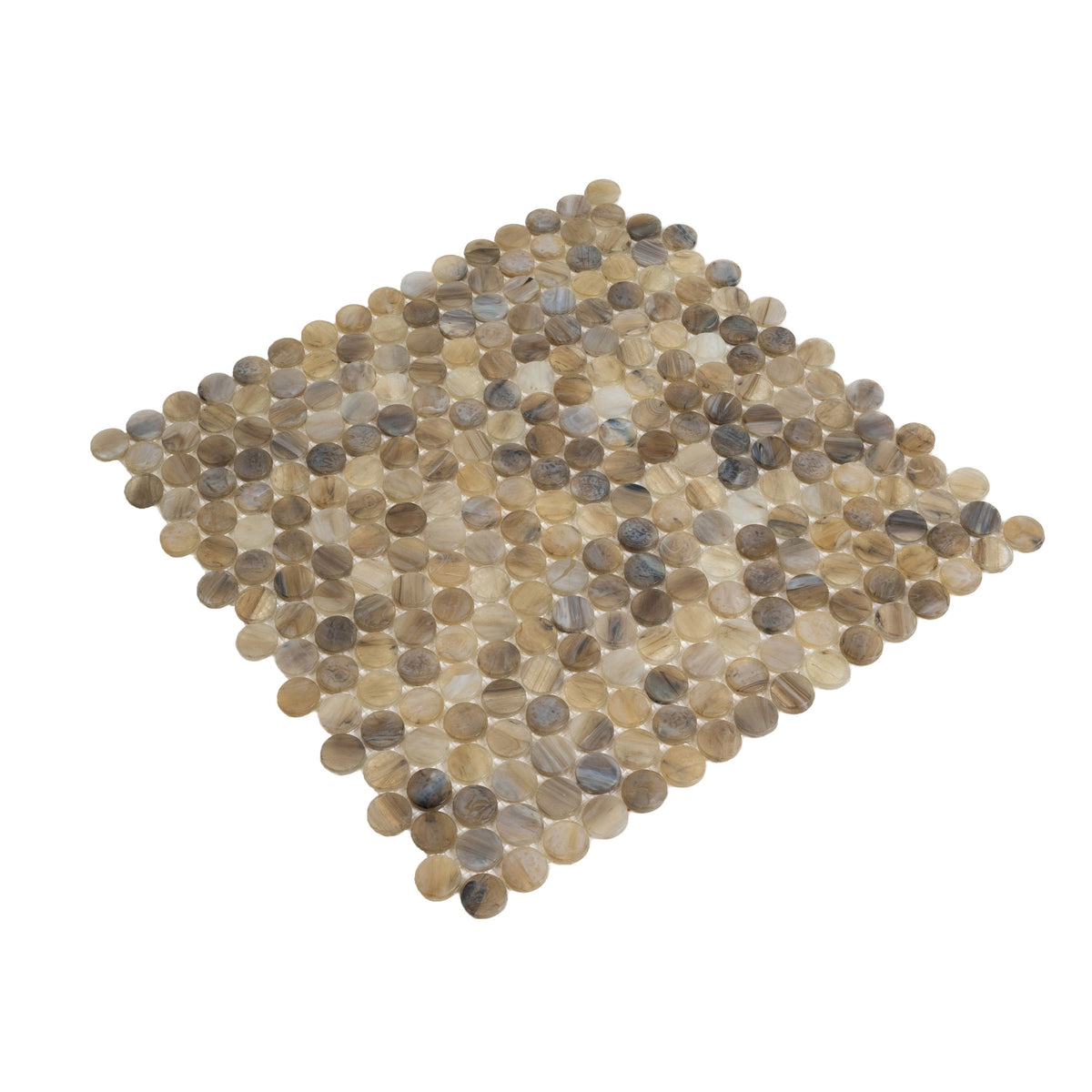 Apollo Tile (Sample) Majeste Brown 4-in x 4-in Glossy Glass Penny Round Mosaic Floor and Wall Tile