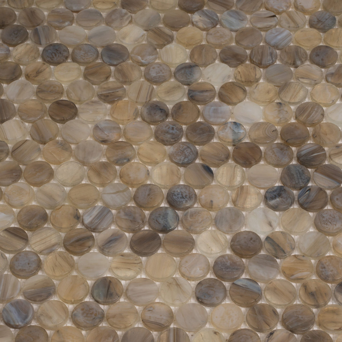 Apollo Tile (Sample) Majeste Brown 4-in x 4-in Glossy Glass Penny Round Mosaic Floor and Wall Tile