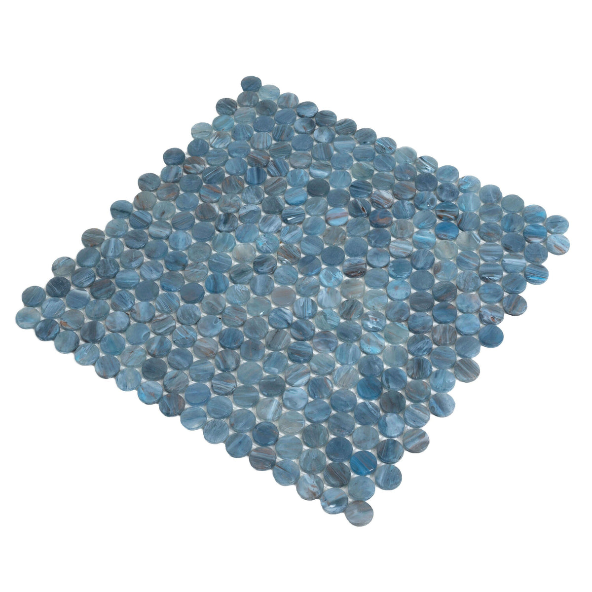 Apollo Tile (Sample) Majeste Denim Blue 4-in x 4-in Glossy Glass Penny Round Patterned Floor and Wall Tile