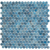 Apollo Tile (Sample) Majeste Denim Blue 4-in x 4-in Glossy Glass Penny Round Patterned Floor and Wall Tile