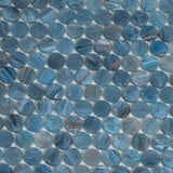 Apollo Tile (Sample) Majeste Denim Blue 4-in x 4-in Glossy Glass Penny Round Patterned Floor and Wall Tile