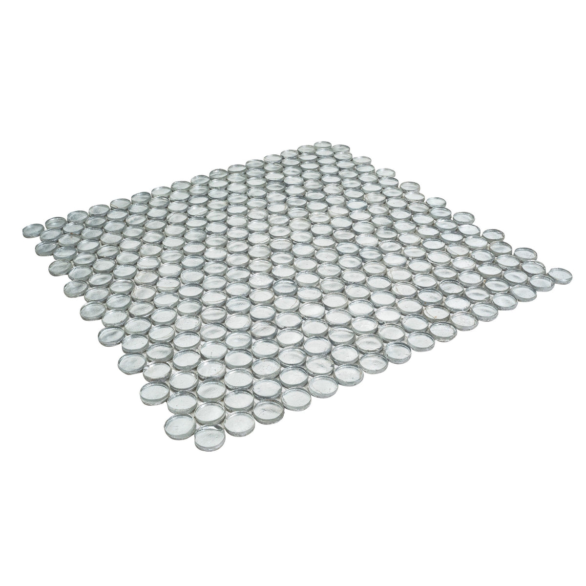 Apollo Tile (Sample) Majeste Dark Silver 4-in x 4-in Glossy Glass Penny Round Patterned Wall Tile
