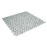 Apollo Tile (Sample) Majeste Dark Silver 4-in x 4-in Glossy Glass Penny Round Patterned Wall Tile