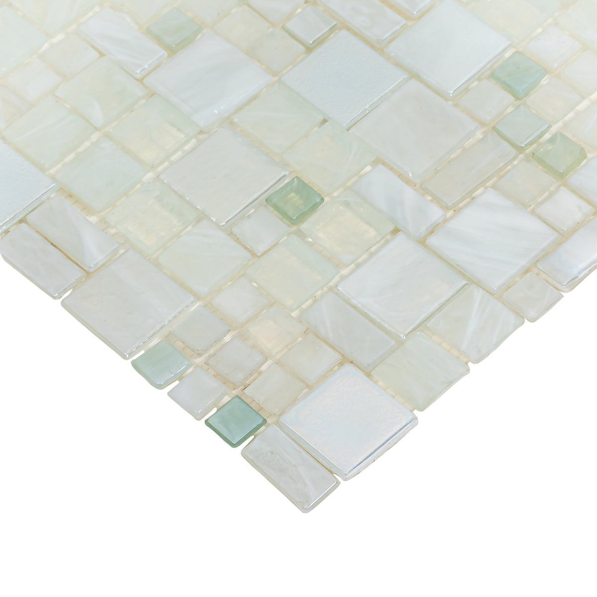 Apollo Tile (Sample) Majeste White 4-in x 4-in Glossy Glass Mixed Pattern Patterned Floor and Wall Tile