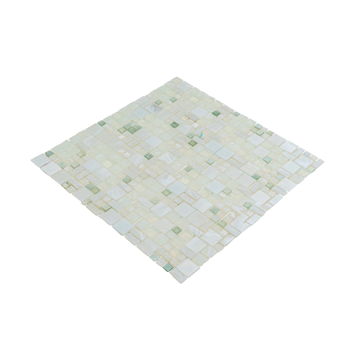 Apollo Tile (Sample) Majeste White 4-in x 4-in Glossy Glass Mixed Pattern Patterned Floor and Wall Tile