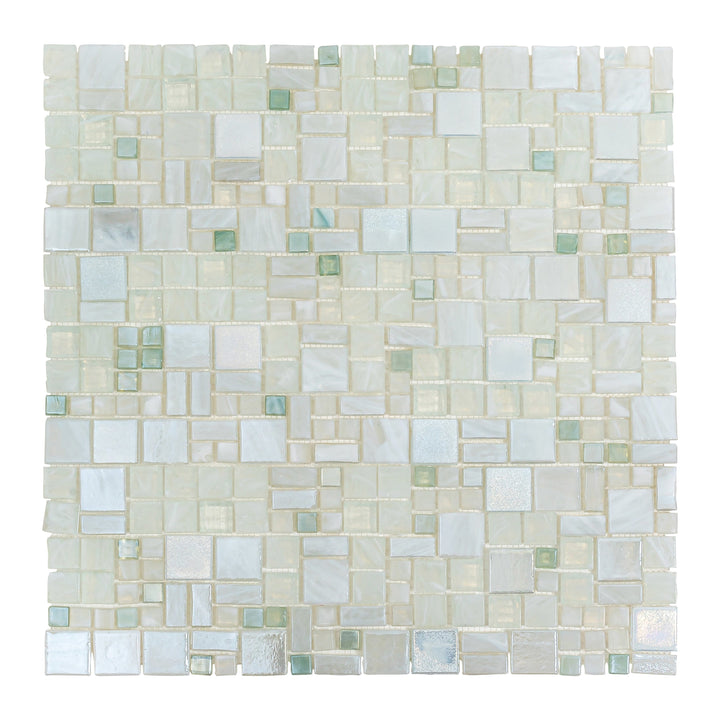 Apollo Tile (Sample) Majeste White 4-in x 4-in Glossy Glass Mixed Pattern Patterned Floor and Wall Tile