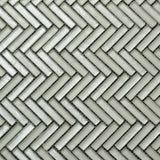 Apollo Tile (Sample) Winterland White 4-in x 4-in Glossy Glass Herringbone Mosaic Floor and Wall Tile