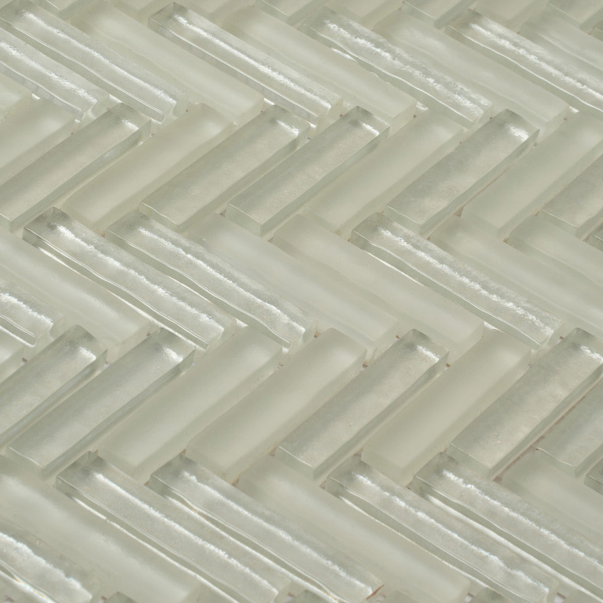 Apollo Tile Winterland White 12-in x 12-in Multi-finish Glass Herringbone Patterned Floor and Wall Tile (4.83-sq. ft/ Carton)