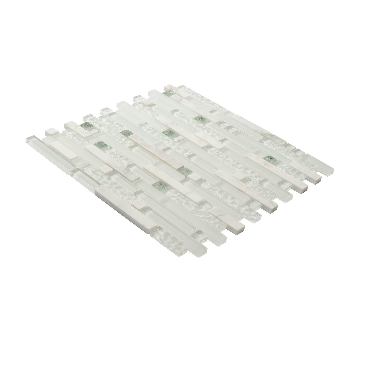 Apollo Tile (Sample) Wall Tile White 4-in x 6-in Multi-finish Glass/Metal/Stone Marble Linear Mosaic Wall Tile