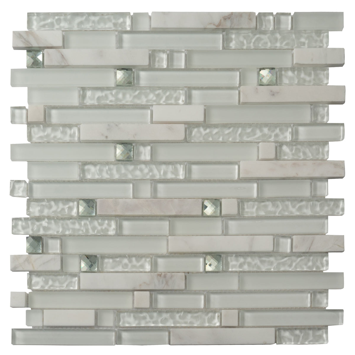 Apollo Tile (Sample) Wall Tile White 4-in x 6-in Multi-finish Glass/Metal/Stone Marble Linear Mosaic Wall Tile