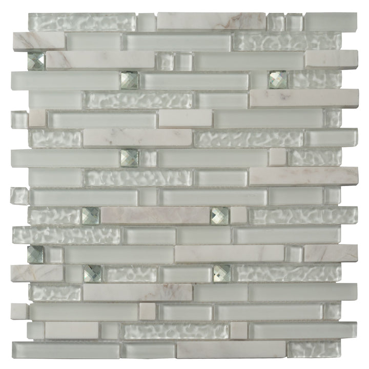 Apollo Tile (Sample) Wall Tile White 4-in x 6-in Multi-finish Glass/Metal/Stone Marble Linear Mosaic Wall Tile