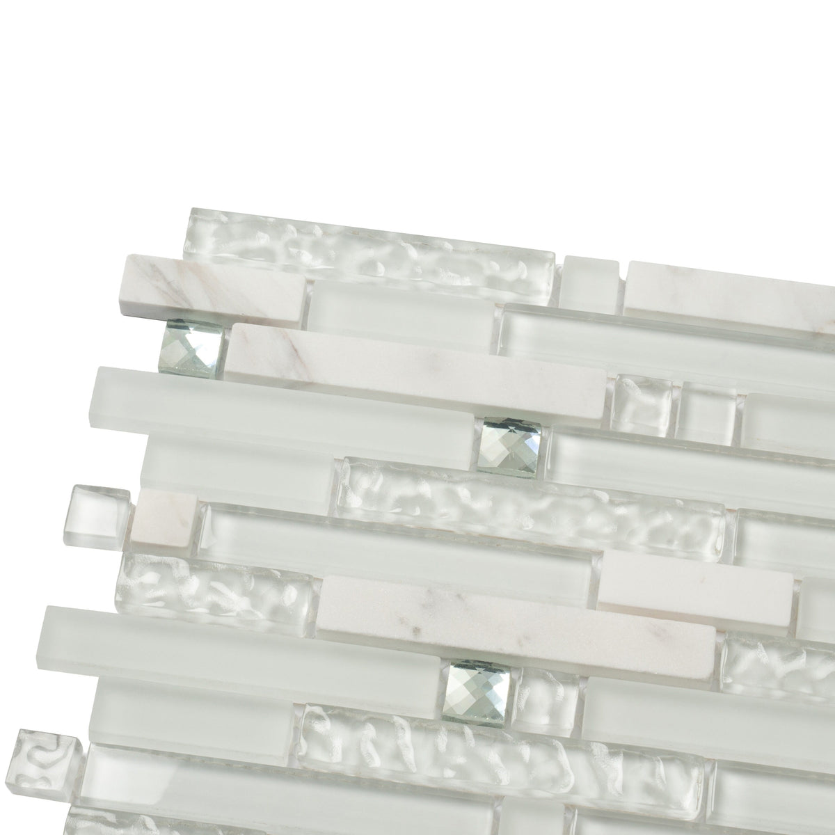 Apollo Tile (Sample) Wall Tile White 4-in x 6-in Multi-finish Glass/Metal/Stone Marble Linear Mosaic Wall Tile