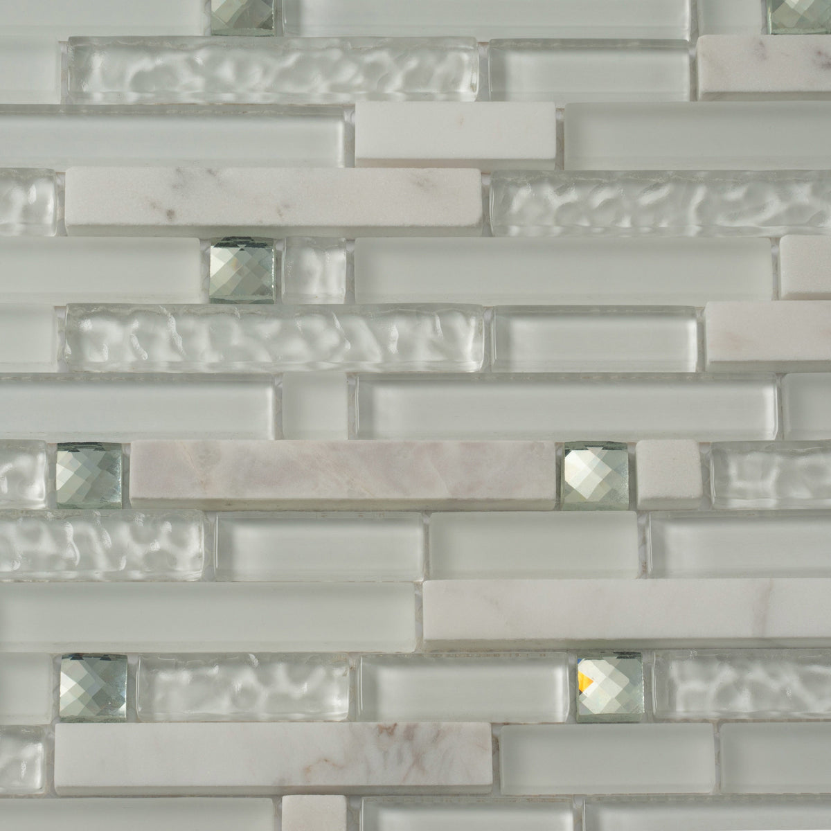 Apollo Tile (Sample) Wall Tile White 4-in x 6-in Multi-finish Glass/Metal/Stone Marble Linear Mosaic Wall Tile