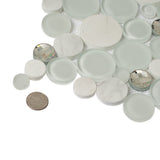 Apollo Tile (Sample) Winterland White 4-in x 4-in Glossy Glass Circular Patterned Wall Tile