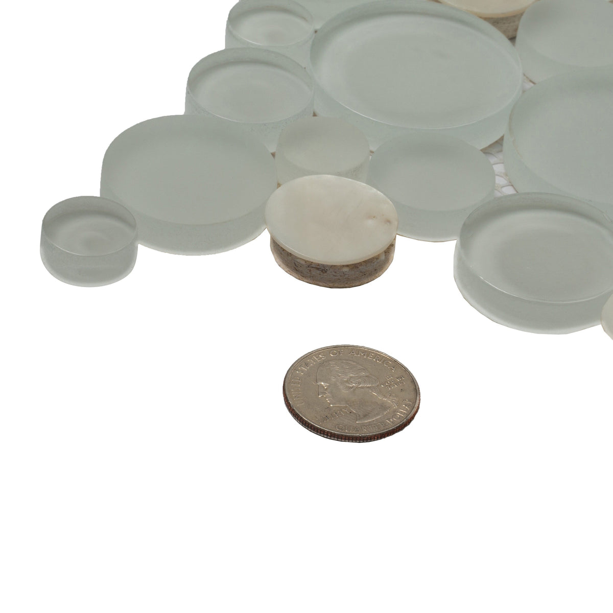 Apollo Tile White 12-in x 12-in Polished Glass; Metal; Stone Marble Penny Round Patterned Floor and Wall Tile (4.67-sq. ft/ Carton)
