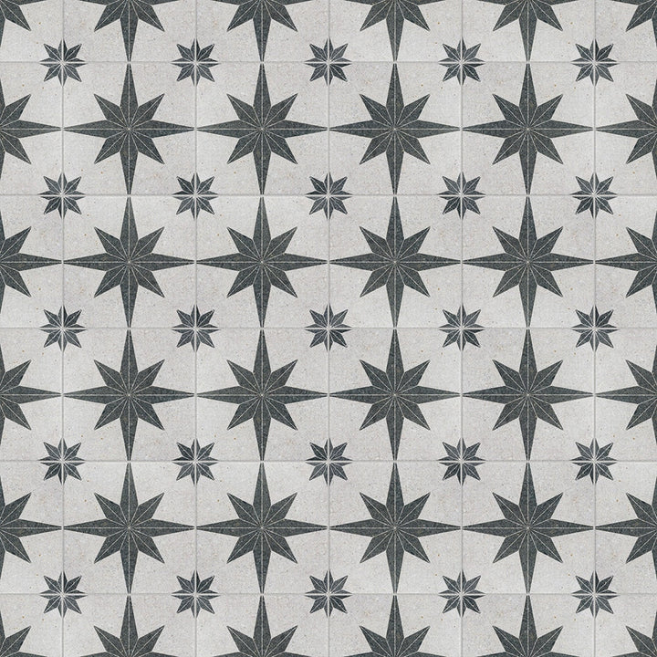 Affinity Tile Compass Star White Stone 8-in x 8-in Matte Porcelain Encaustic Floor and Wall Tile product image