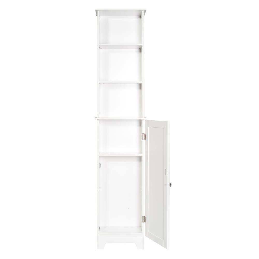 Contemporary Country 13.5 in. W x 8 in. D x 65 in. H Free Standing Floor Shelf with Lower Cabinet in White - Super Arbor