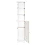 Contemporary Country 13.5 in. W x 8 in. D x 65 in. H Free Standing Floor Shelf with Lower Cabinet in White - Super Arbor