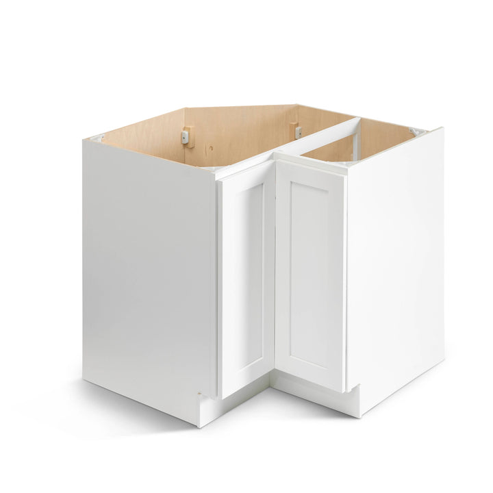 Valleywood Cabinetry Pure White 36-in W x 34.5-in H x 36-in D Pure White Birch Lazy Susan Corner Base Ready To Assemble Plywood Cabinet (Flat Panel Shaker Style)