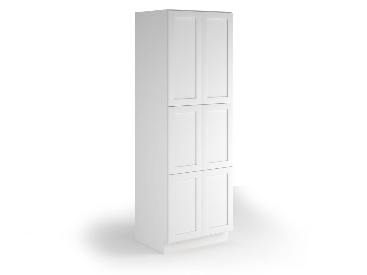 Valleywood Cabinetry Pure White 30-in W x 96-in H x 24-in D Pure White Birch Pantry Ready To Assemble Plywood Cabinet (Flat Panel Shaker Door Style)