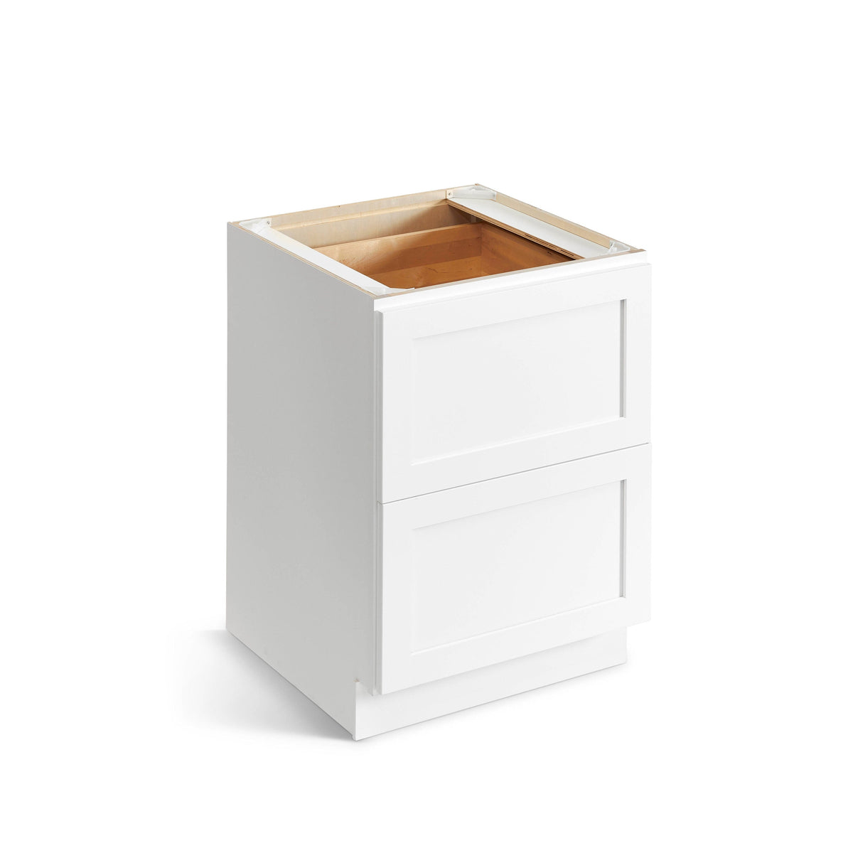 Valleywood Cabinetry Pure White 30-in W x 34.5-in H x 24-in D Pure White Birch 2-Drawer Base Ready To Assemble Plywood Cabinet (Flat Panel Style)