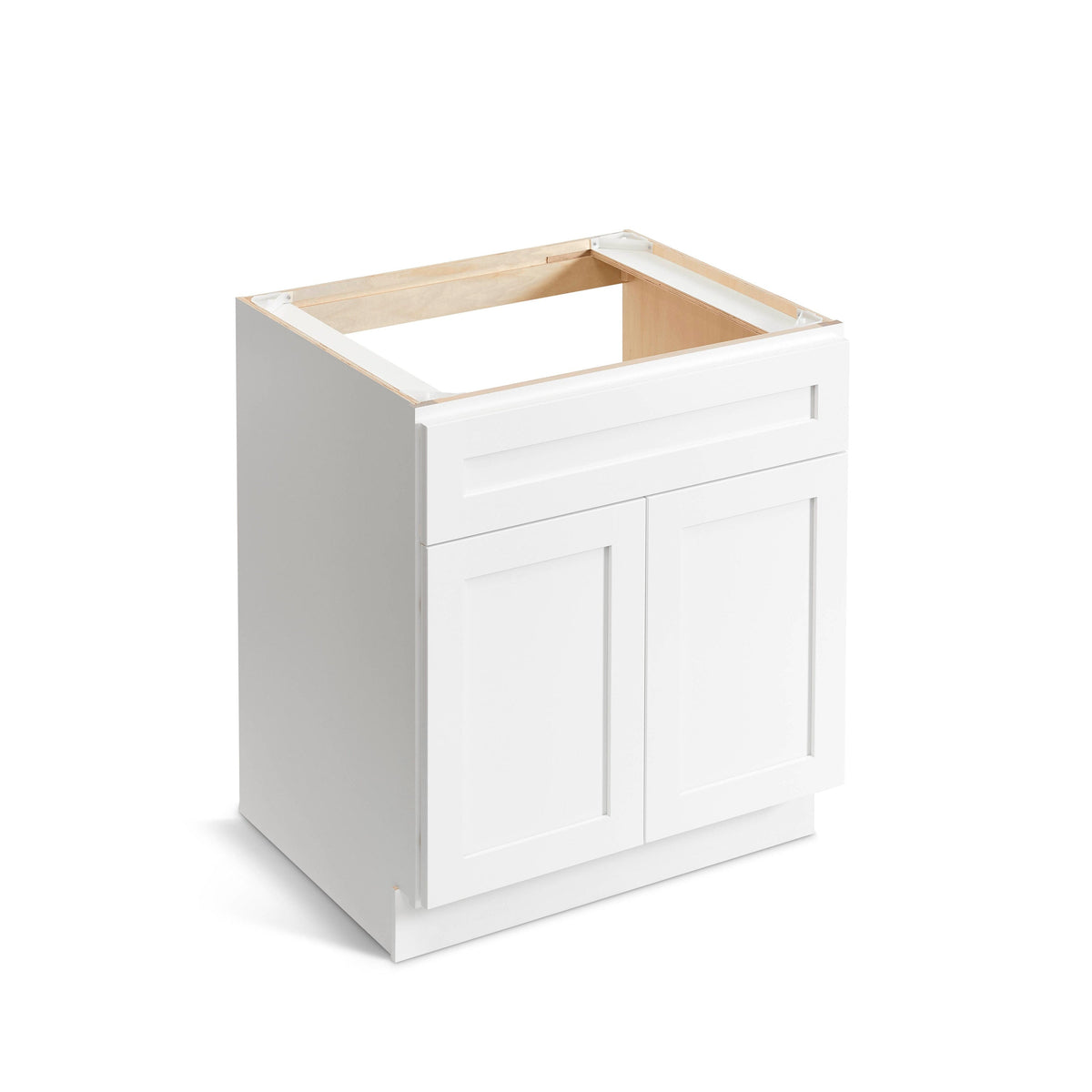 Valleywood Cabinetry Pure White 33-in W x 34.5-in H x 24-in D Pure White Birch Base Ready To Assemble Plywood Cabinet (Flat Panel Shaker Door Style)