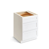 Valleywood Cabinetry Pure White 12-in W x 34.5-in H x 24-in D Pure White Birch 3-Drawer Base Ready To Assemble Plywood Cabinet (Flat Panel Style)
