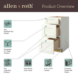 allen + roth Galway 15-in W x 34.5-in H x 24-in D Sage 3-Drawer Base Fully Assembled Cabinet (Flat Panel Style)