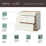 allen + roth Stonewall 36-in W x 34.5-in H x 24-in D Stone 3-Drawer Base Fully Assembled Cabinet (Flat Panel Style)