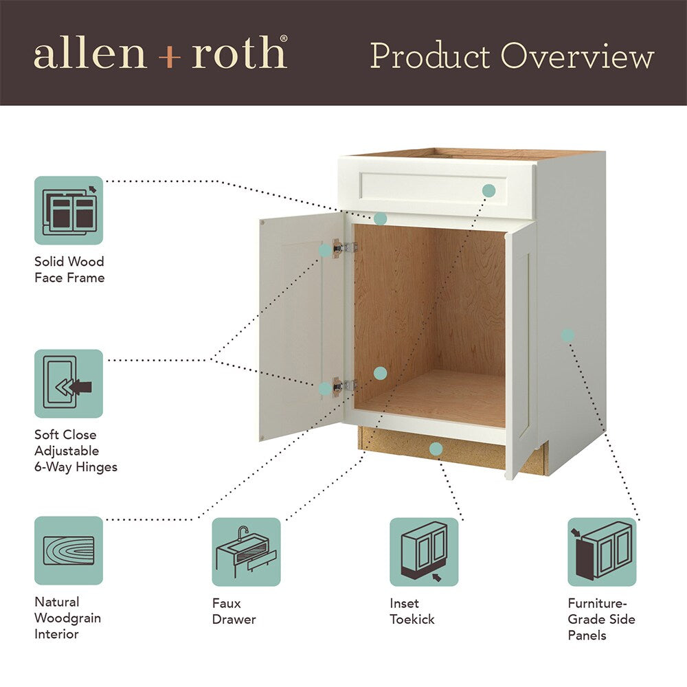 allen + roth McKeller 24-in W x 34.5-in H x 24-in D Linen Base Fully Assembled Cabinet (Flat Panel Square Door Style)