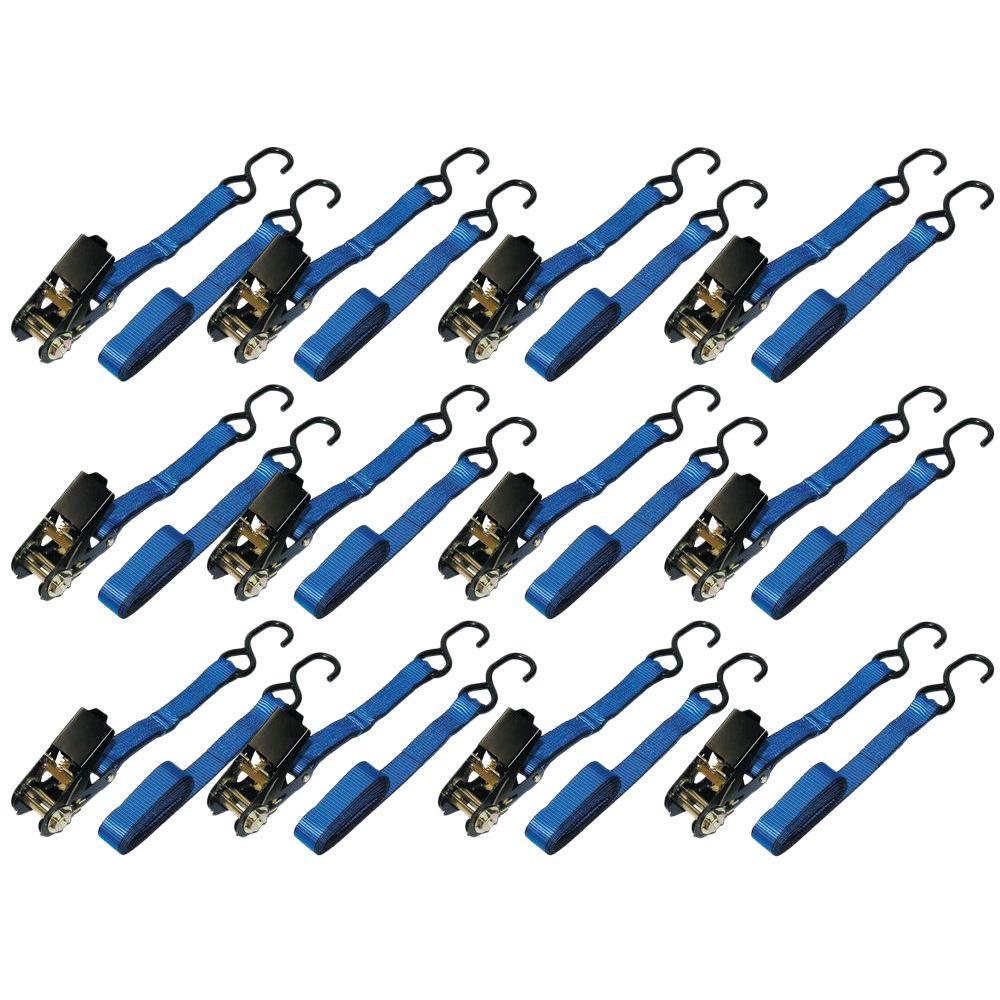 Ready Pack 1 in. x 6 ft. Ratchet Tie-Down Strap with 900 lbs./S-Hook (12 per Box) - Super Arbor
