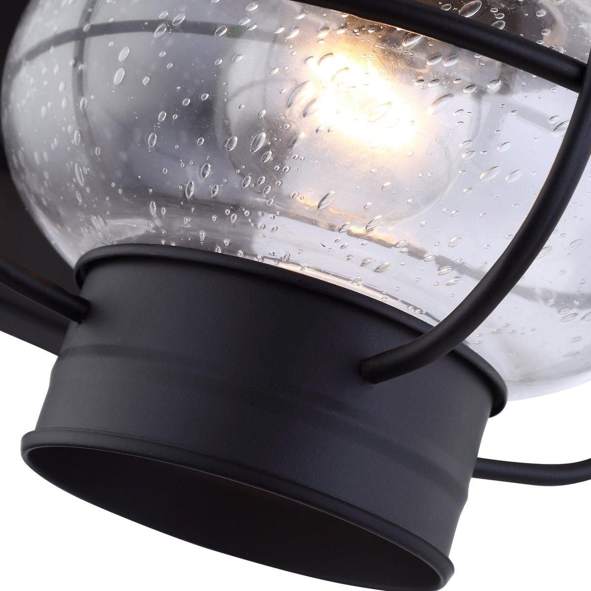 Portfolio Trevett 14-in H Matte Black Outdoor Wall Lantern, Seeded Glass, Medium Base E26