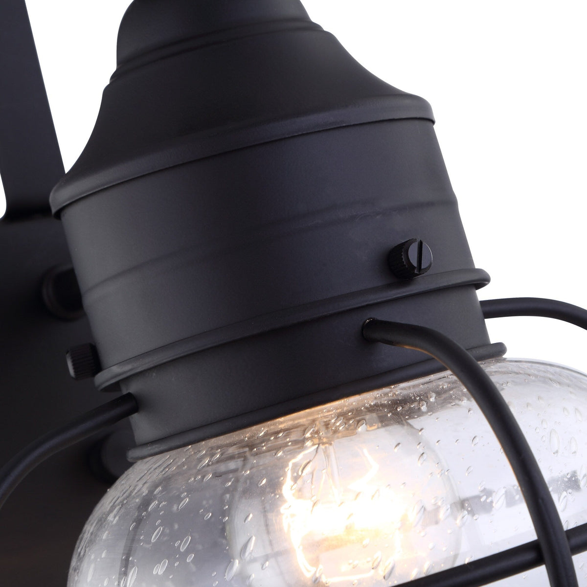 Portfolio Trevett 14-in H Matte Black Outdoor Wall Lantern, Seeded Glass, Medium Base E26