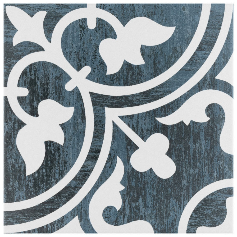 Affinity Tile Cassis Arte Black Night 10-in x 10-in Multi-finish Porcelain Encaustic Floor and Wall Tile product image