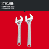 CRAFTSMAN 2-Piece 10-in & 12-in Steel Adjustable Wrench Set, Polished Chrome