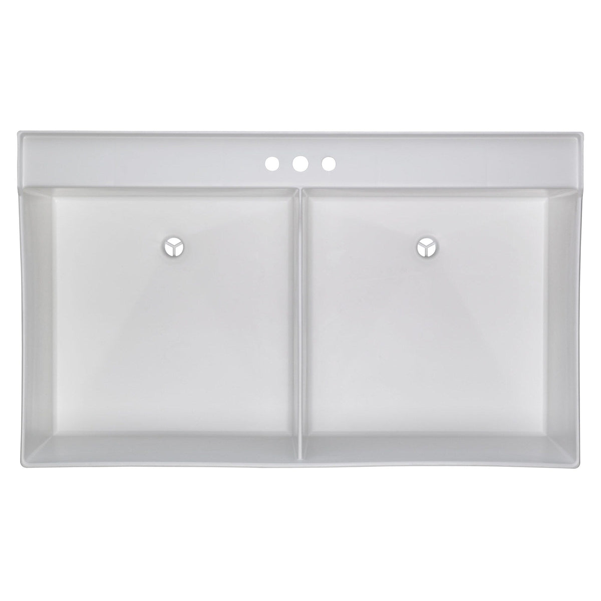Mustee 2-Basin White Wall Mount Laundry Sink with Drain & Faucet