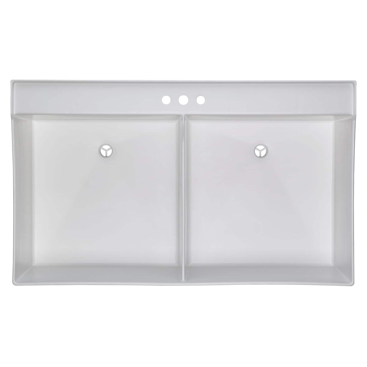 Mustee 25-in x 40-in Freestanding Two-Basin Laundry Sink with Drain and Faucet