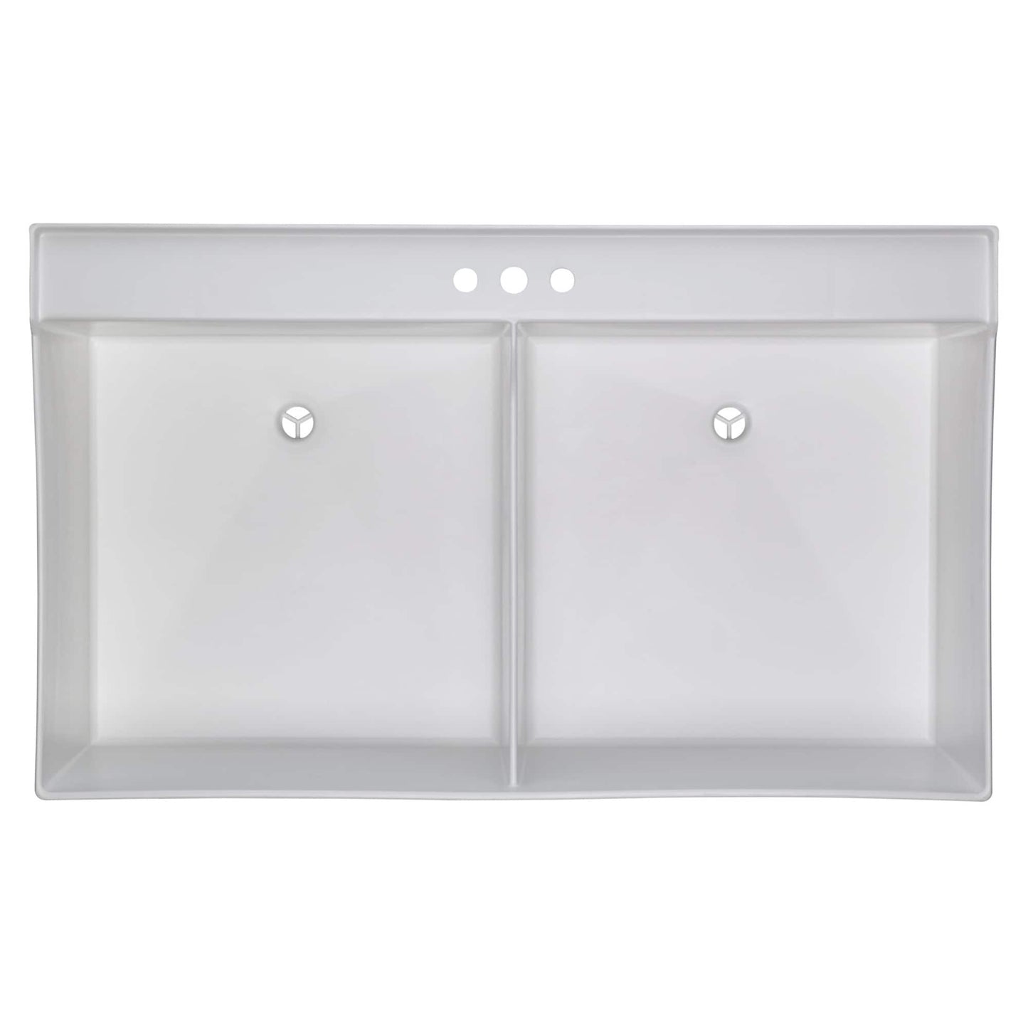 Mustee 25-in x 40-in Freestanding Two-Basin Laundry Sink with Drain and Faucet