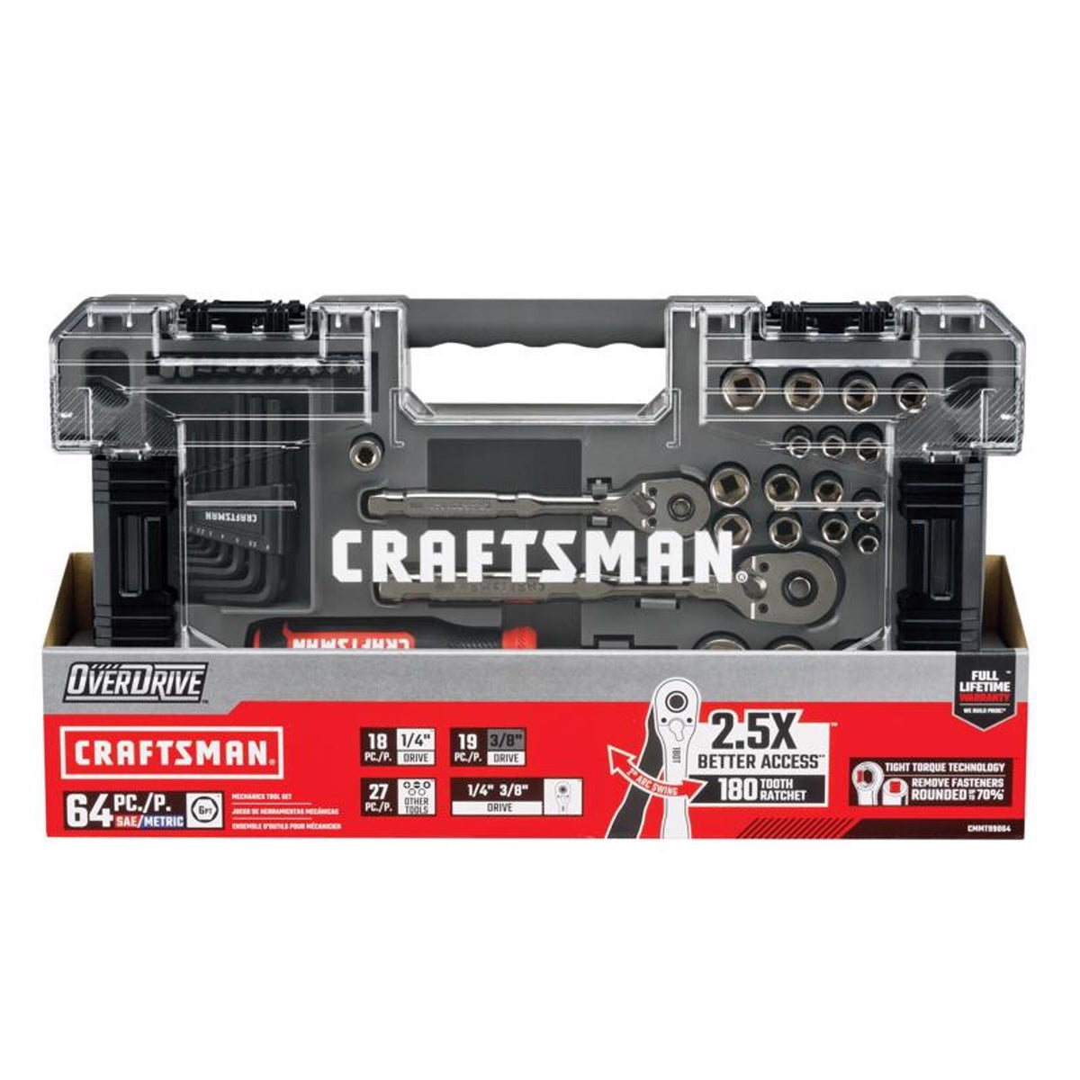 Craftsman OVERDRIVE 64 pc Metric/SAE Mechanic's Tool Set
